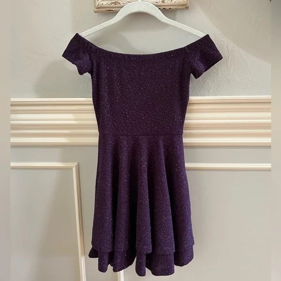 Windsor Dresses | Windsor Purple Glitter Skater Dress Xxs | Color: Purple | Size: Xxs | Ctjam's Closet